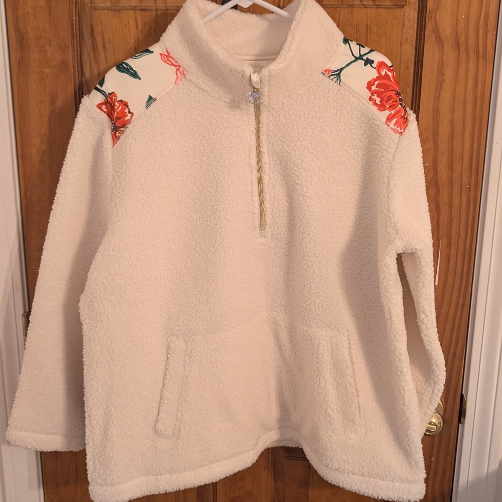 Lilly Pulitzer Cream Teddy Jacket with Floral Accents